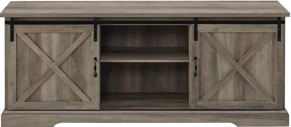 Sliding Barn Door 70" Gray Wash TV Stand