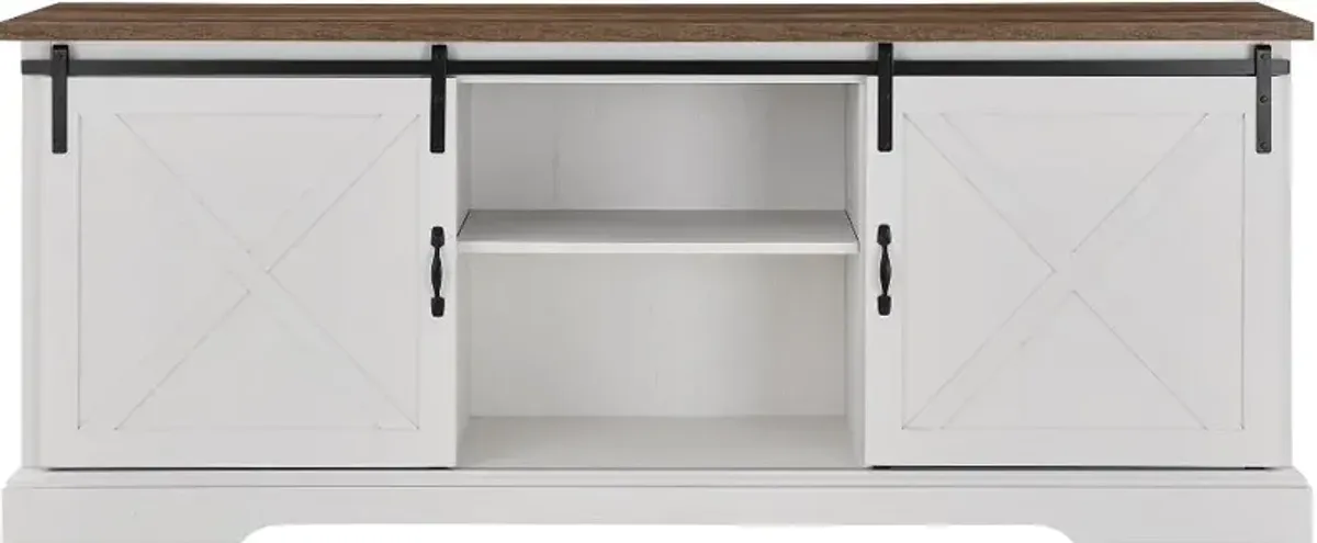 Sliding Barn Door 70" White & Oak TV Stand