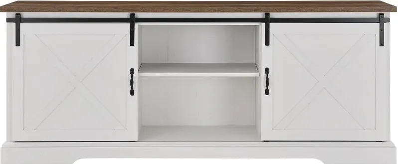 Sliding Barn Door 70" White & Oak TV Stand