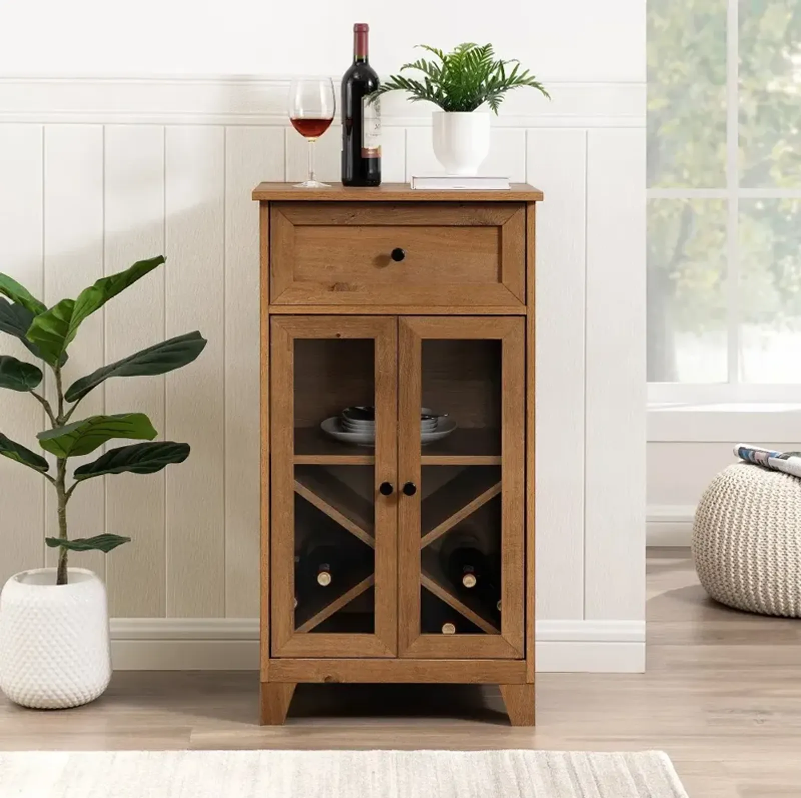 Wiley English Oak Two-Door BarCabinet