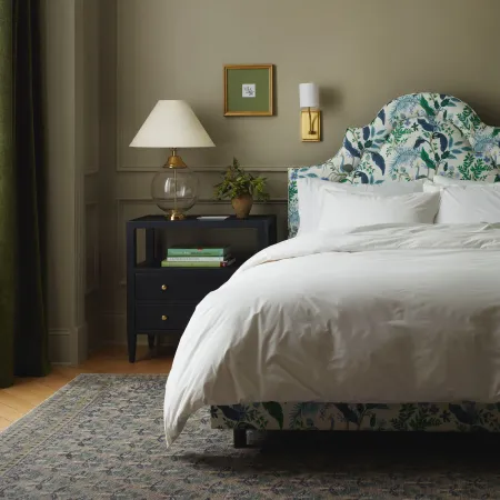 Rifle Paper Co. Marion Blue Peacock Queen Bed