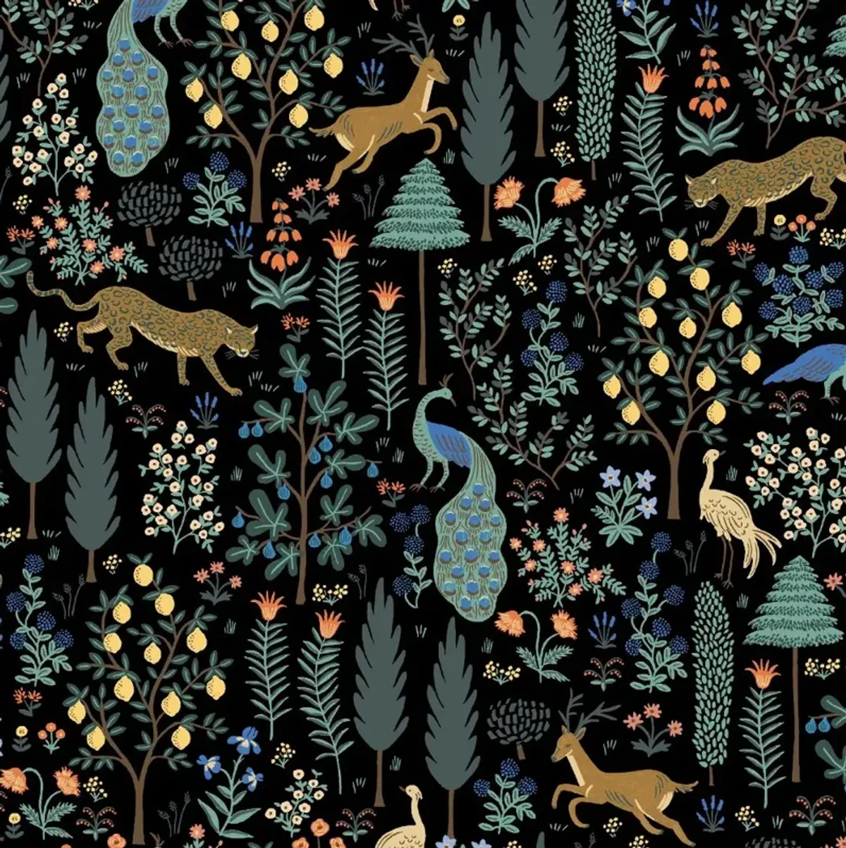 Rifle Paper Co Marion Menagerie Black Twin Bed