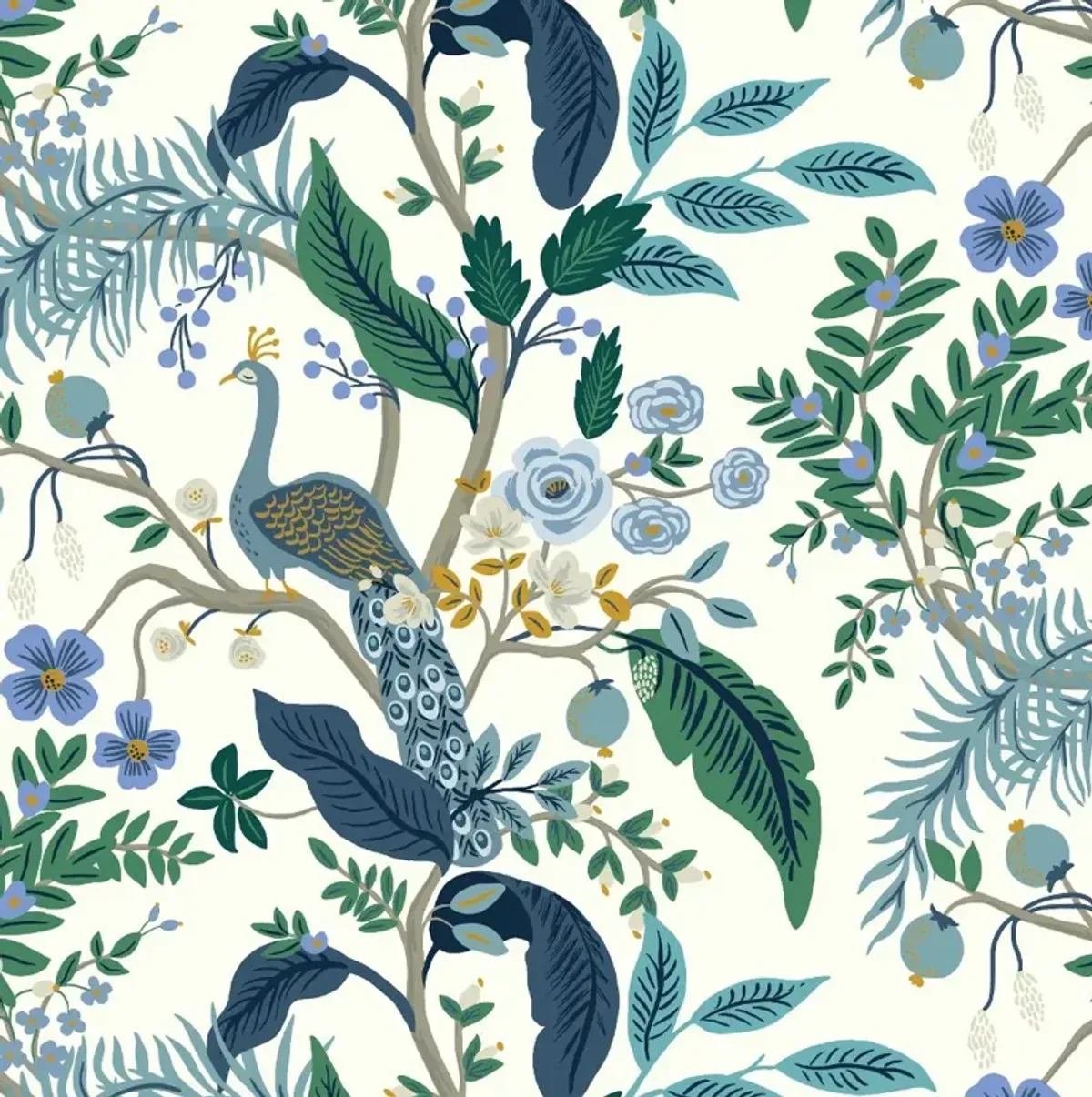 Rifle Paper Co Mayfair Blue Peacock Twin Headboard