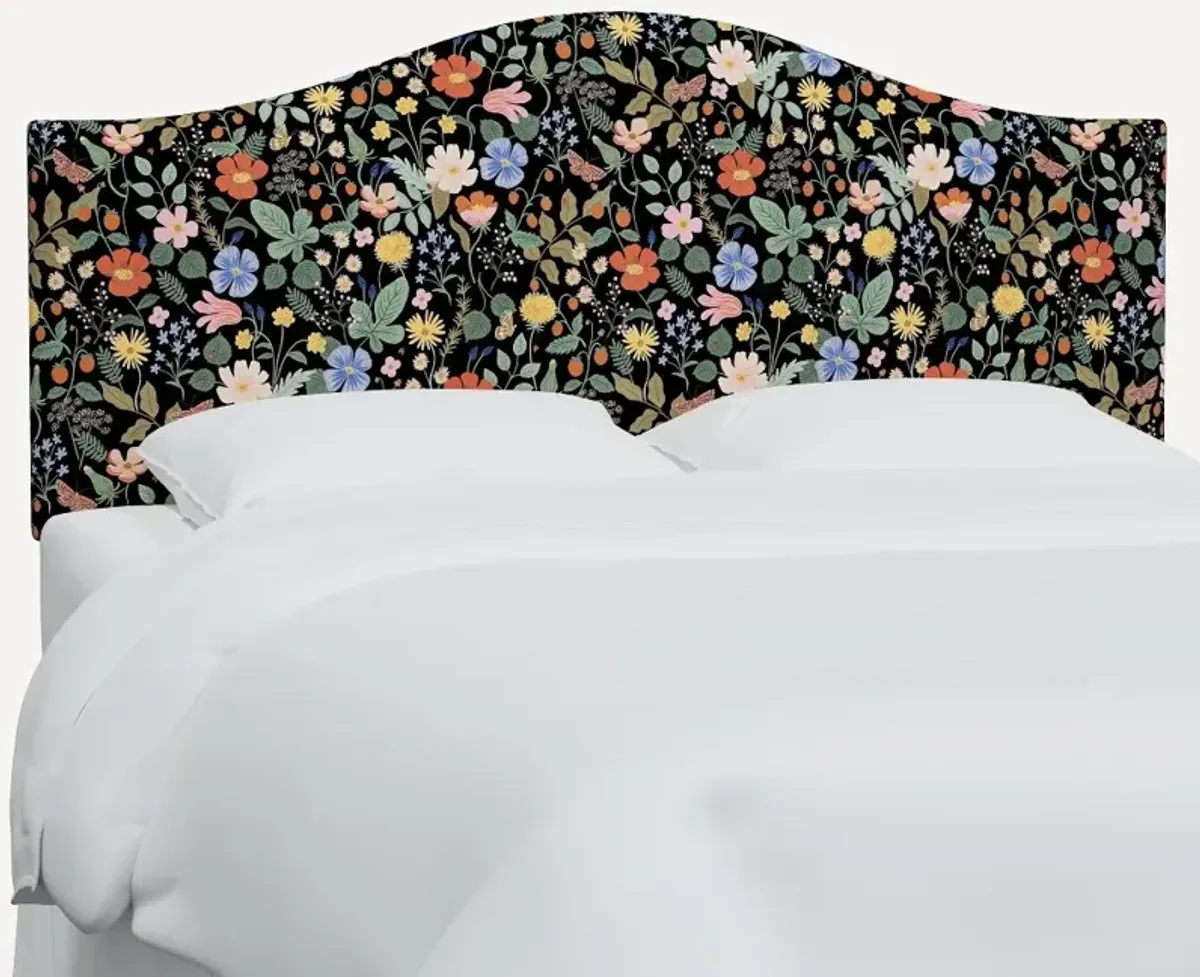 Rifle Paper Co Mayfair Black Strawberry Fields Twin Headboard