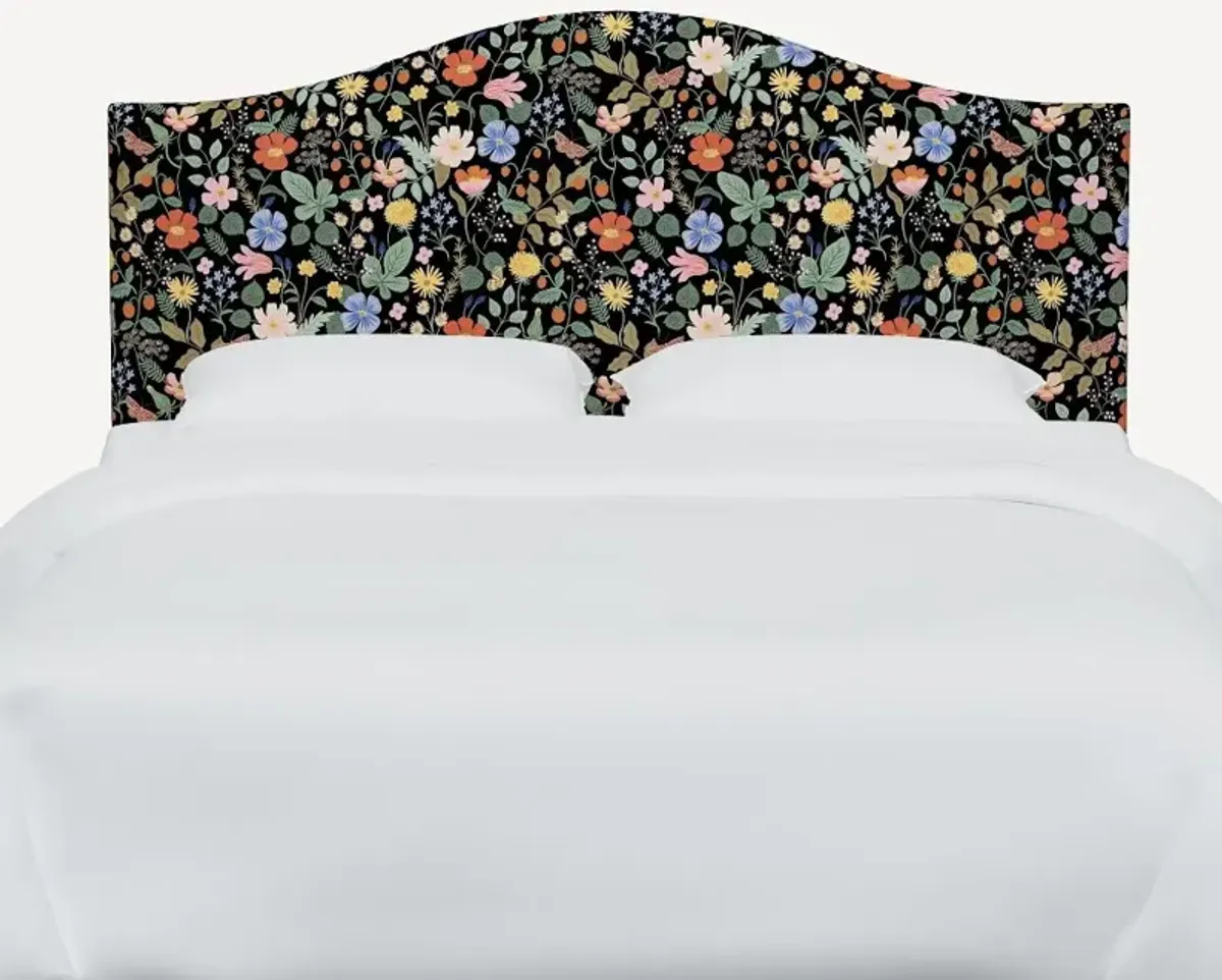 Rifle Paper Co Mayfair Black Strawberry Fields Queen Headboard