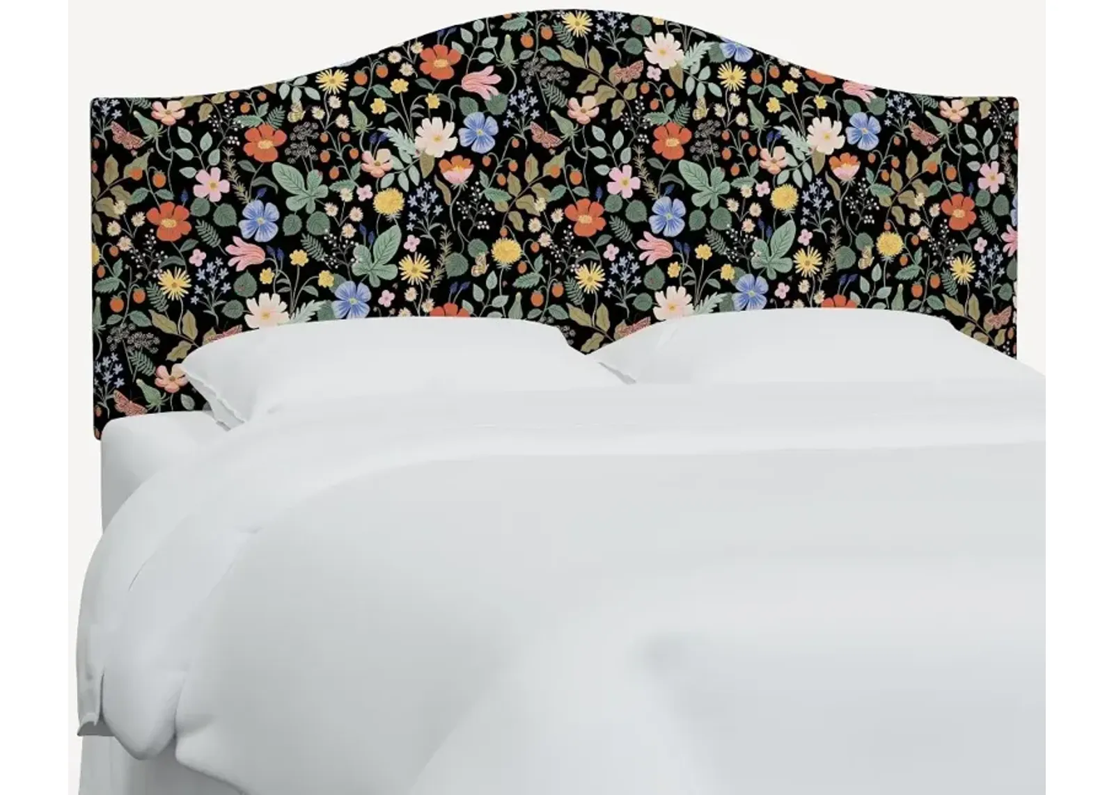 Rifle Paper Co Mayfair Black Strawberry Fields Queen Headboard