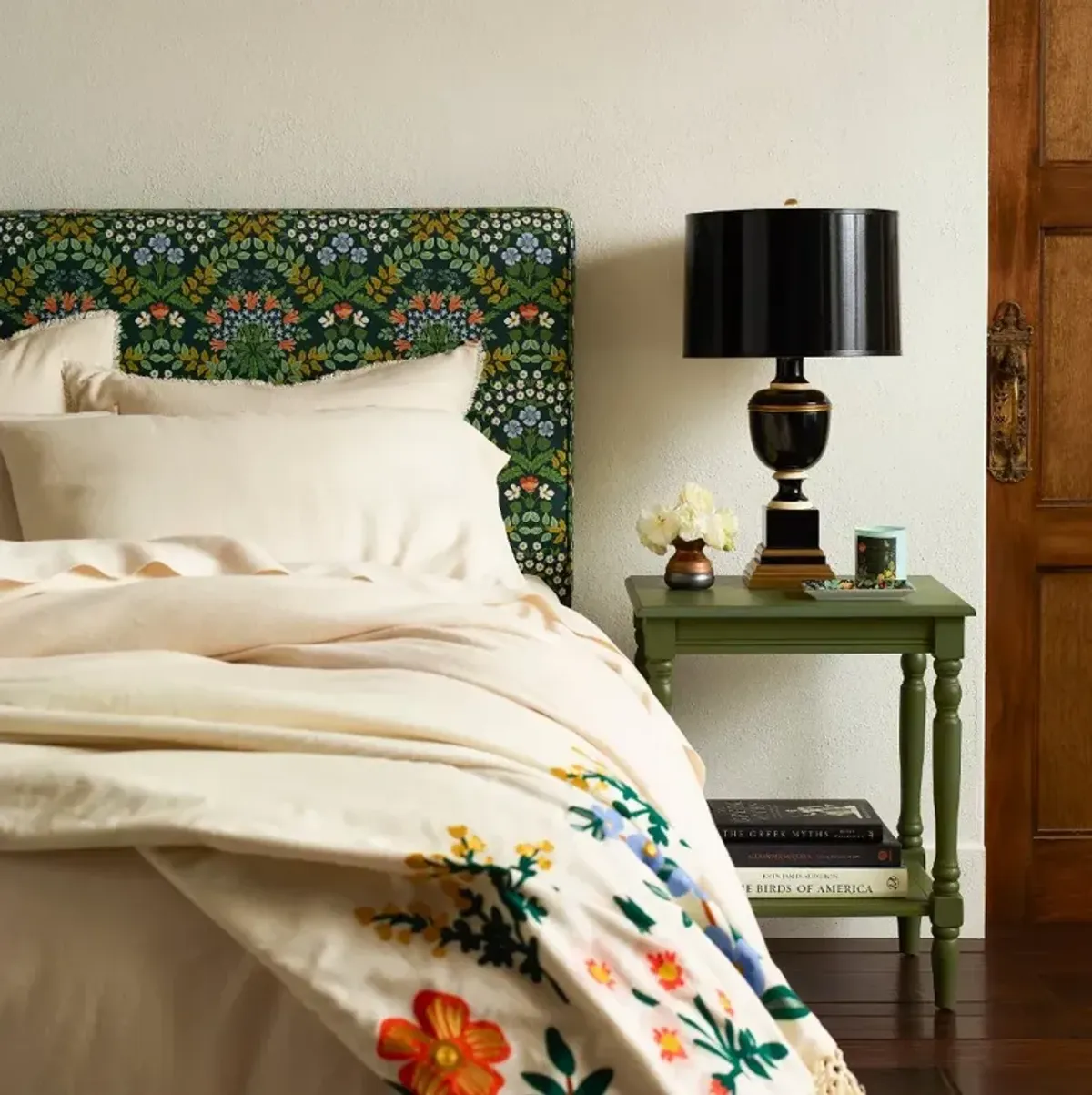 Rifle Paper Co Elly Bramble Emerald Cal-King Headboard