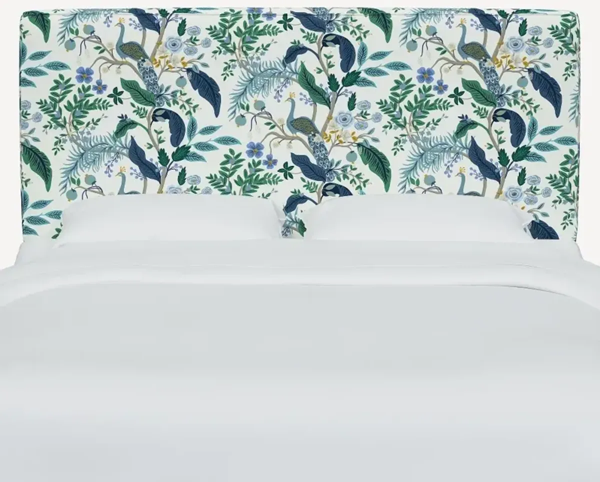 Rifle Paper Co Elly Blue Peacock Twin Headboard