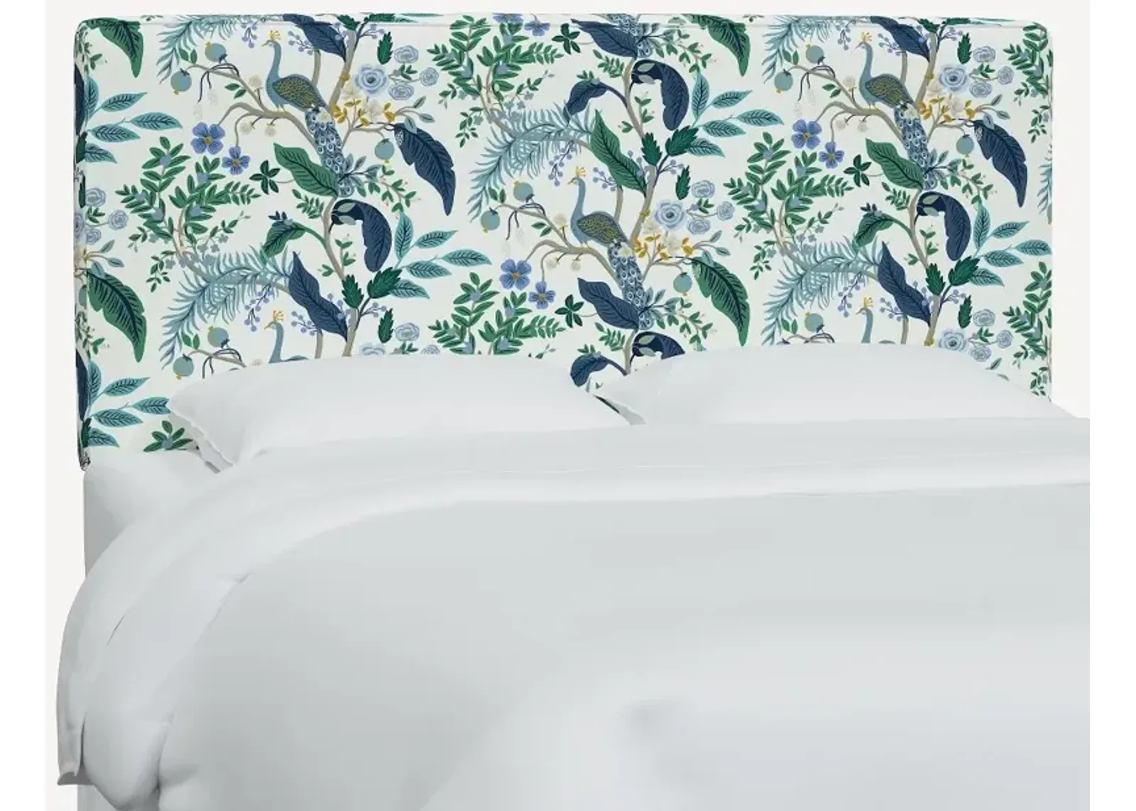 Rifle Paper Co Elly Blue Peacock Twin Headboard