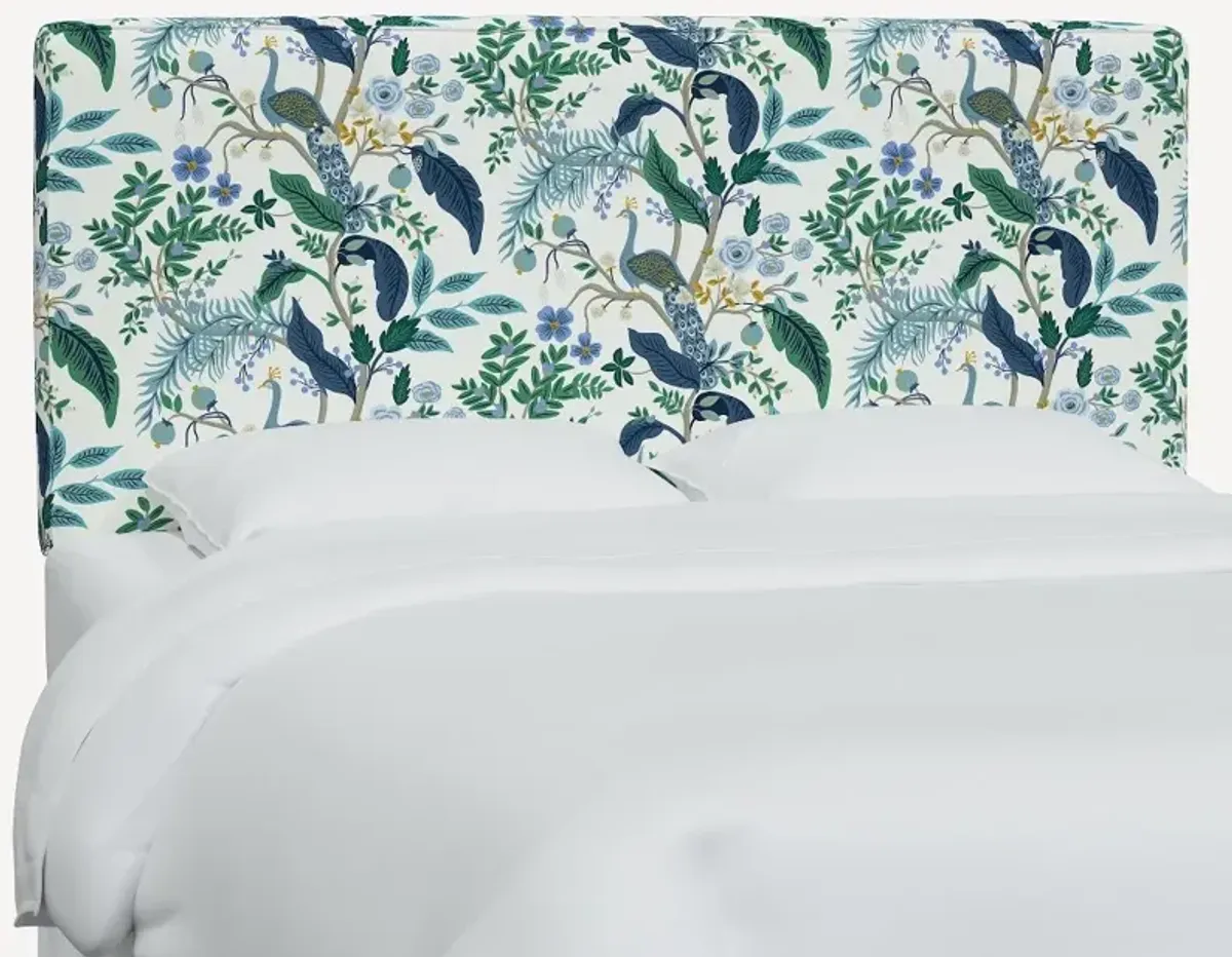 Rifle Paper Co Elly Blue Peacock Twin Headboard