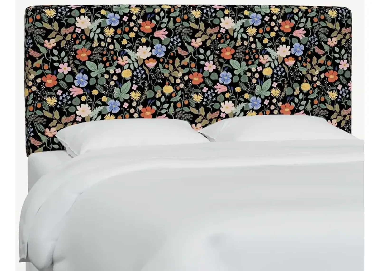 Rifle Paper Co Elly Black Strawberry Fields Queen Headboard