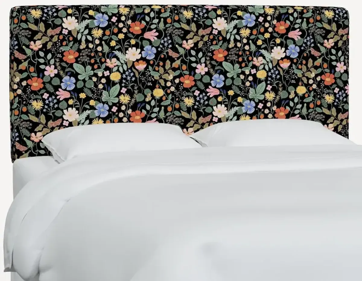 Rifle Paper Co Elly Black Strawberry Fields Queen Headboard