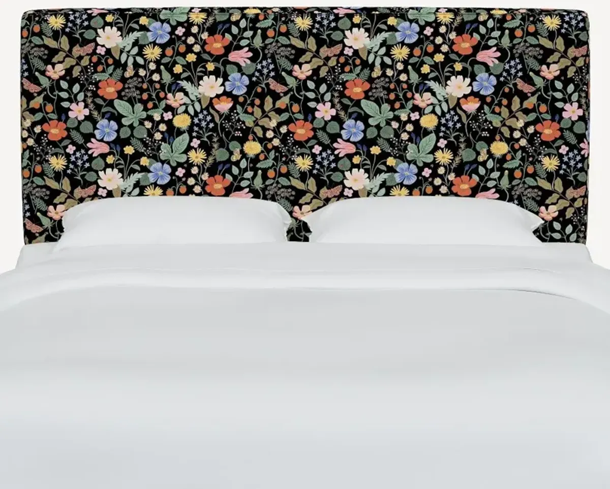 Rifle Paper Co Elly Black Strawberry Fields King Headboard