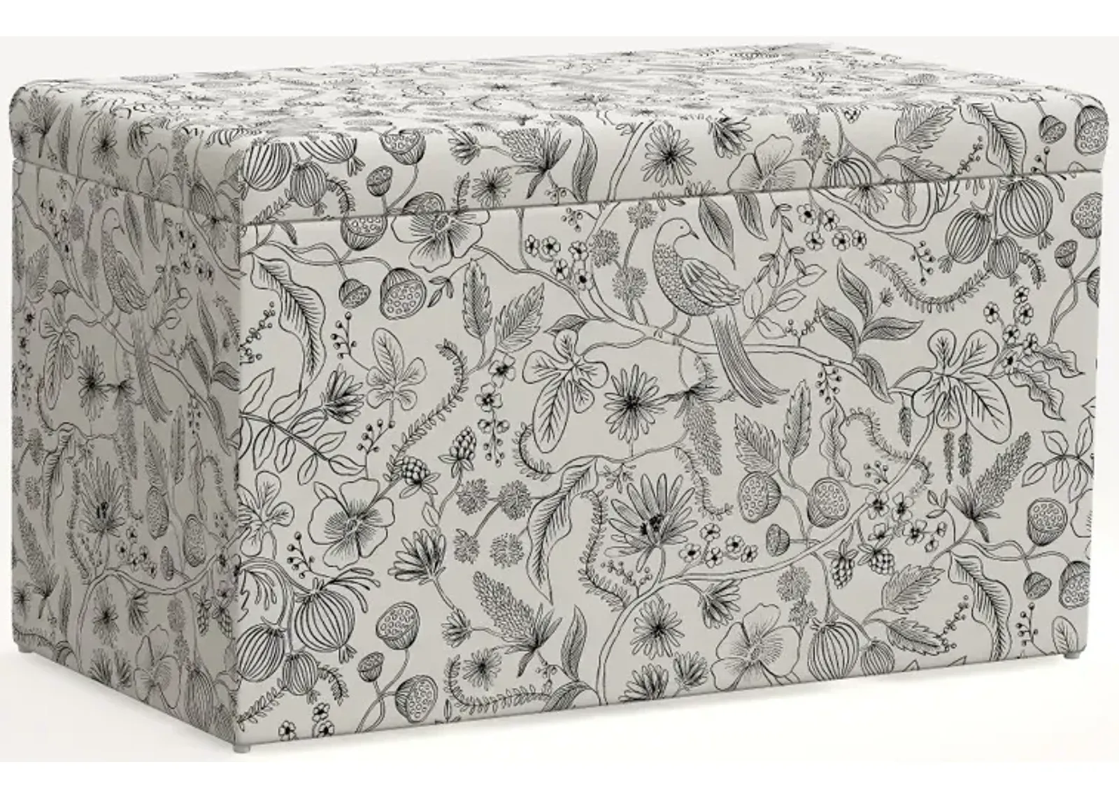 Rifle Paper Co. Willie Aviary Cream & Black Storage Bench