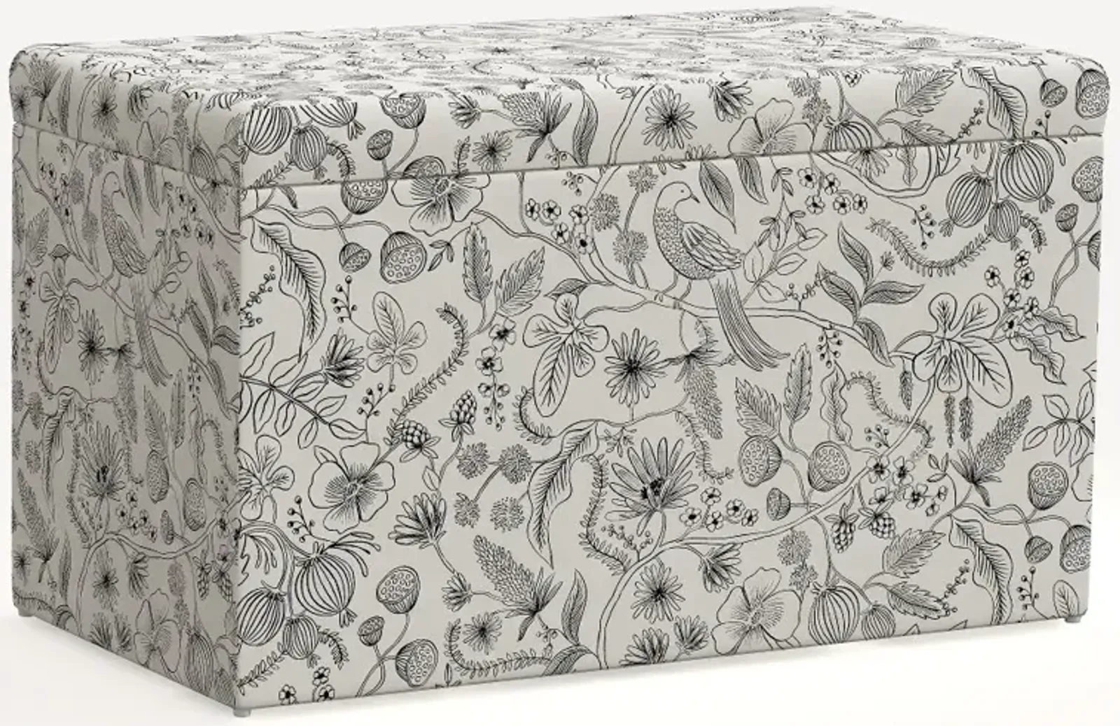 Rifle Paper Co. Willie Aviary Cream & Black Storage Bench