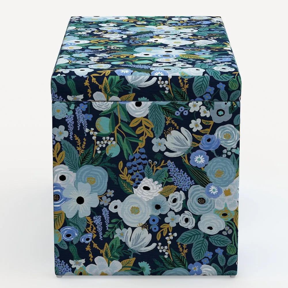 Rifle Paper Co. Willie Garden Party Blue Storage Bench