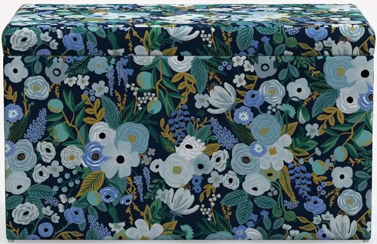 Rifle Paper Co. Willie Garden Party Blue Storage Bench