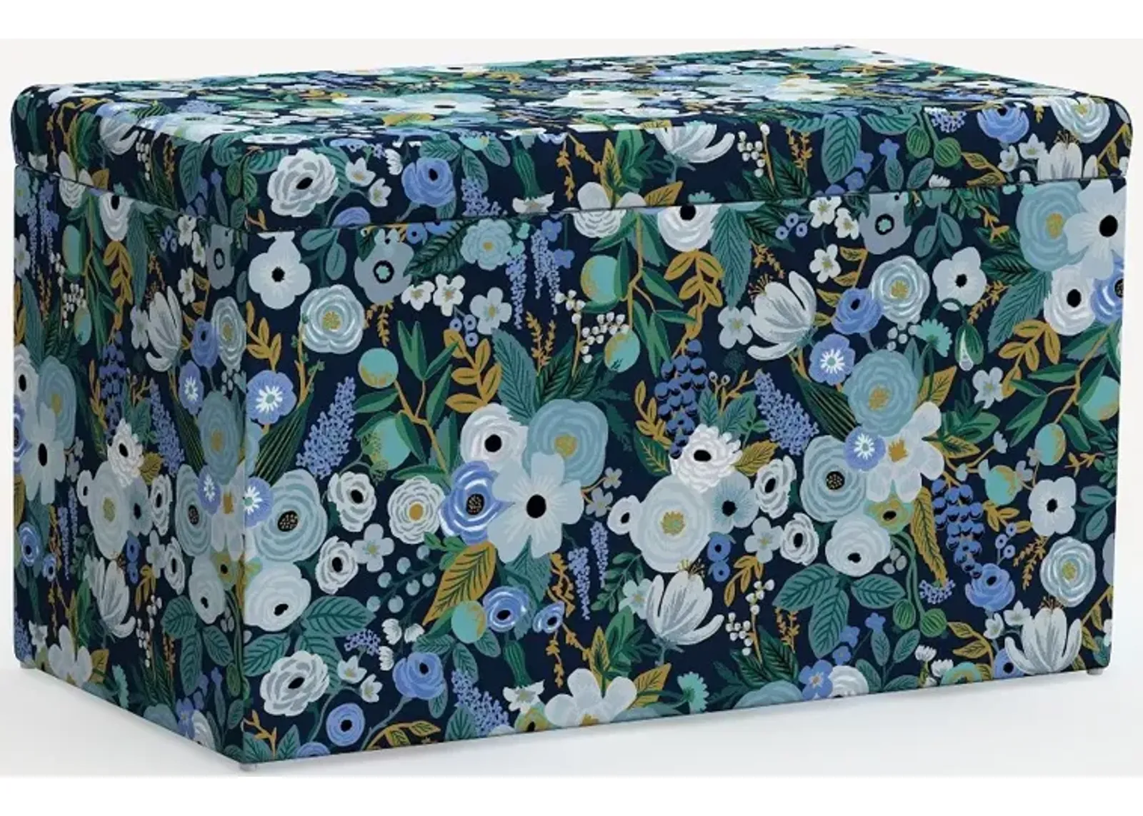 Rifle Paper Co. Willie Garden Party Blue Storage Bench