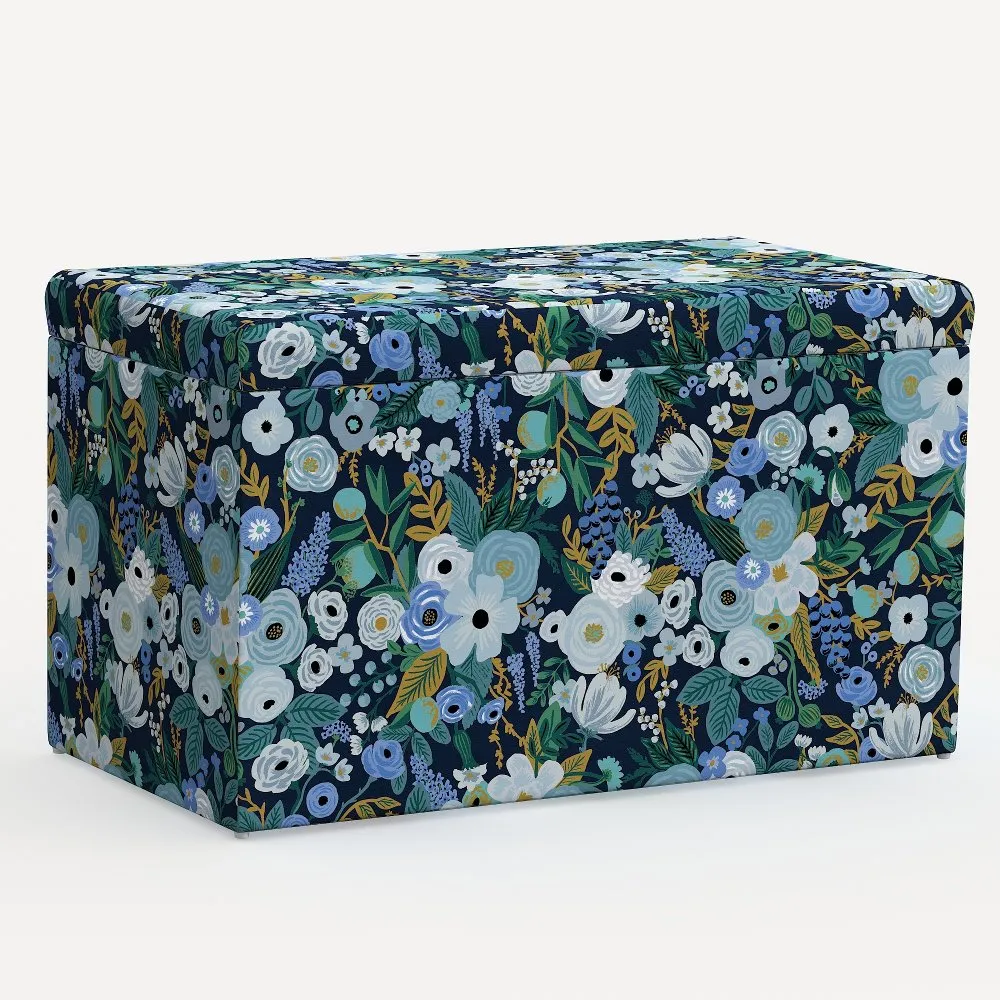 Rifle Paper Co. Willie Garden Party Blue Storage Bench