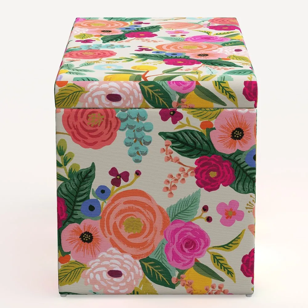 Rifle Paper Co. Willie Pink Garden Party Storage Bench