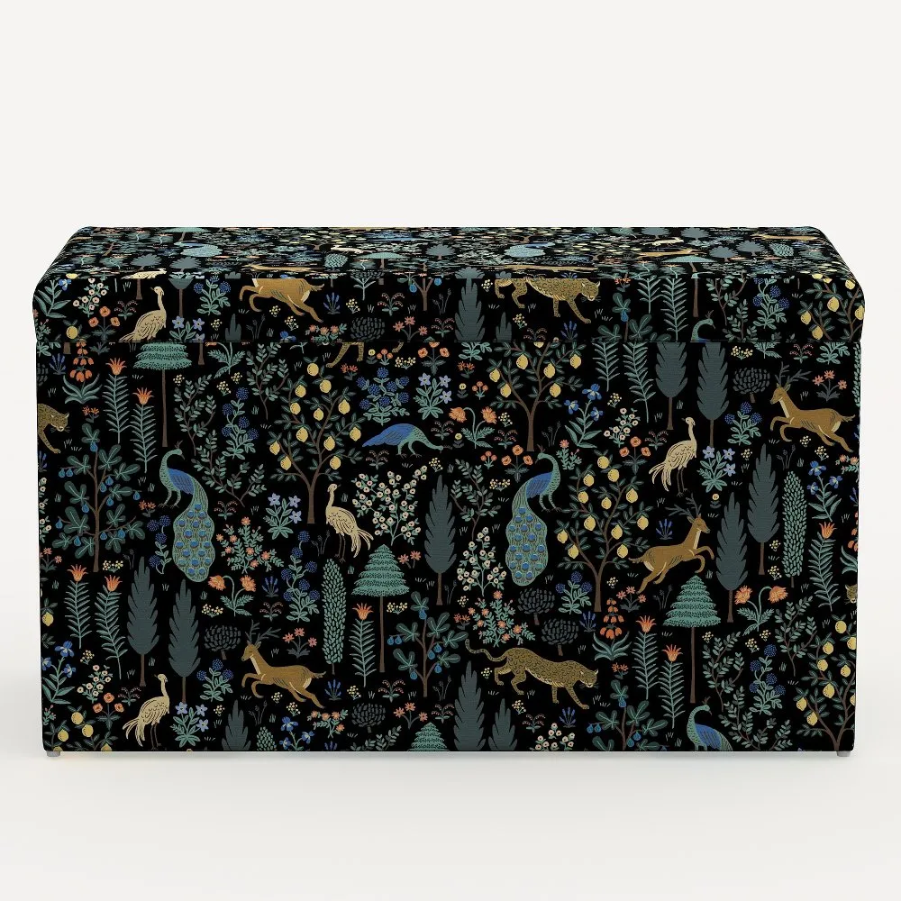 Rifle Paper Co. Willie Menagerie Black Storage Bench