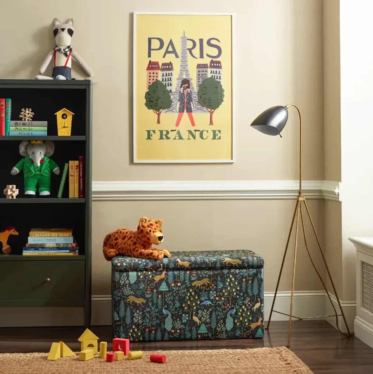 Rifle Paper Co. Willie Menagerie Black Storage Bench