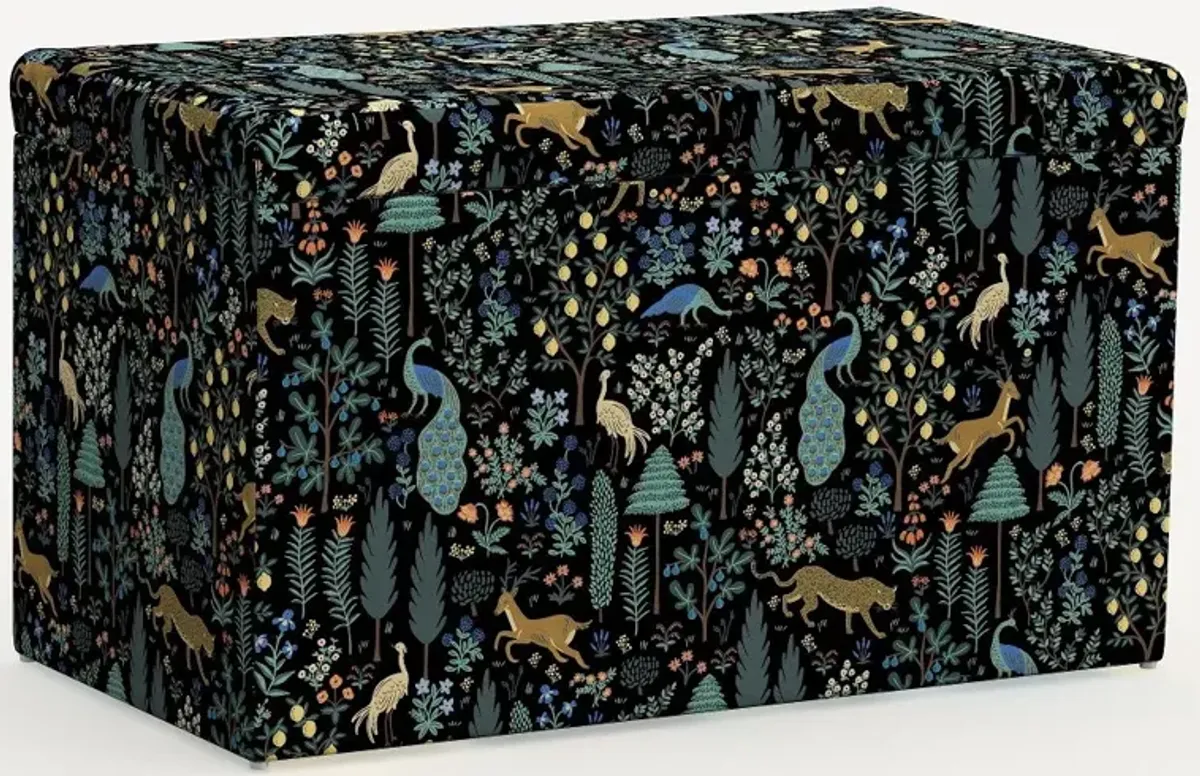 Rifle Paper Co. Willie Menagerie Black Storage Bench