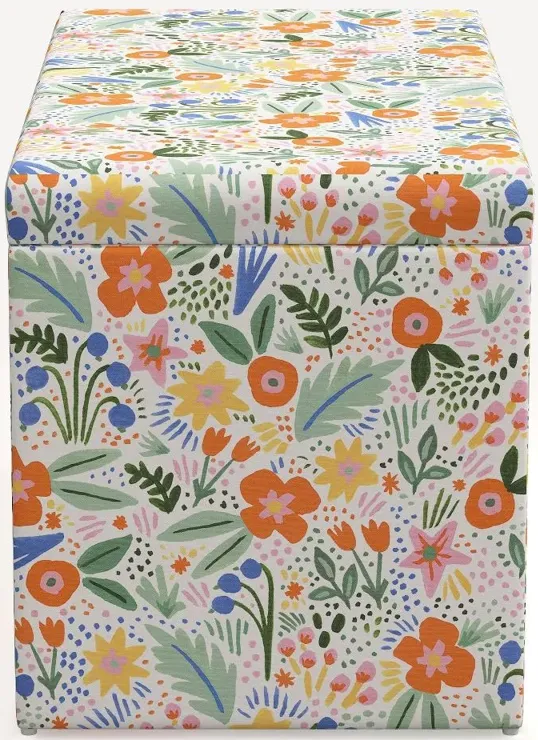 Rifle Paper Co. Willie Merida Multicolor Floral Storage Bench