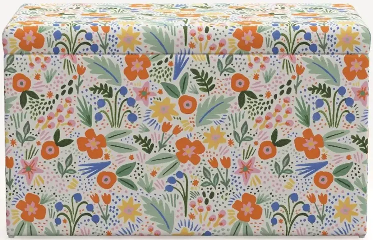 Rifle Paper Co. Willie Merida Multicolor Floral Storage Bench