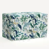 Rifle Paper Co. Willie Blue & White Peacock Storage Bench