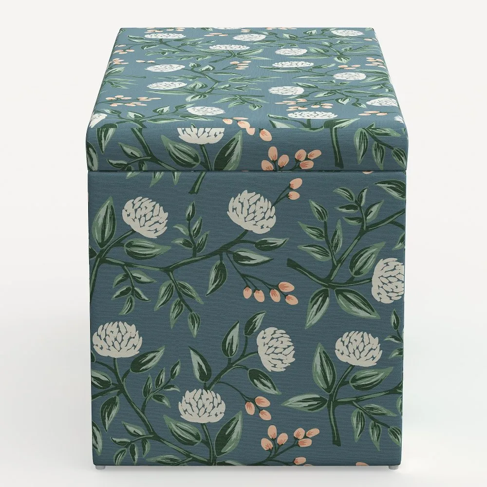 Rifle Paper Co. Willie Emerald Peonies Storage Bench