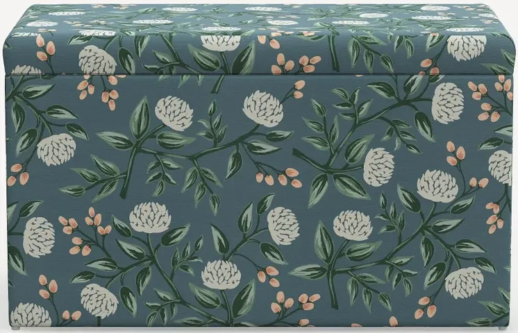 Rifle Paper Co. Willie Emerald Peonies Storage Bench