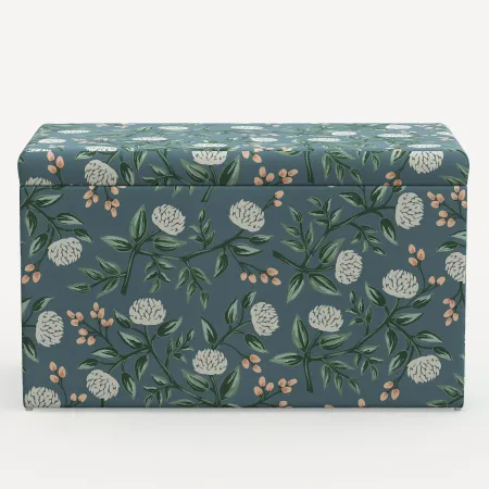 Rifle Paper Co. Willie Emerald Peonies Storage Bench