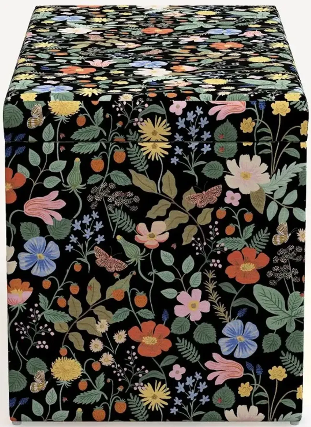 Rifle Paper Co. Willie Black Strawberry Fields Storage Bench