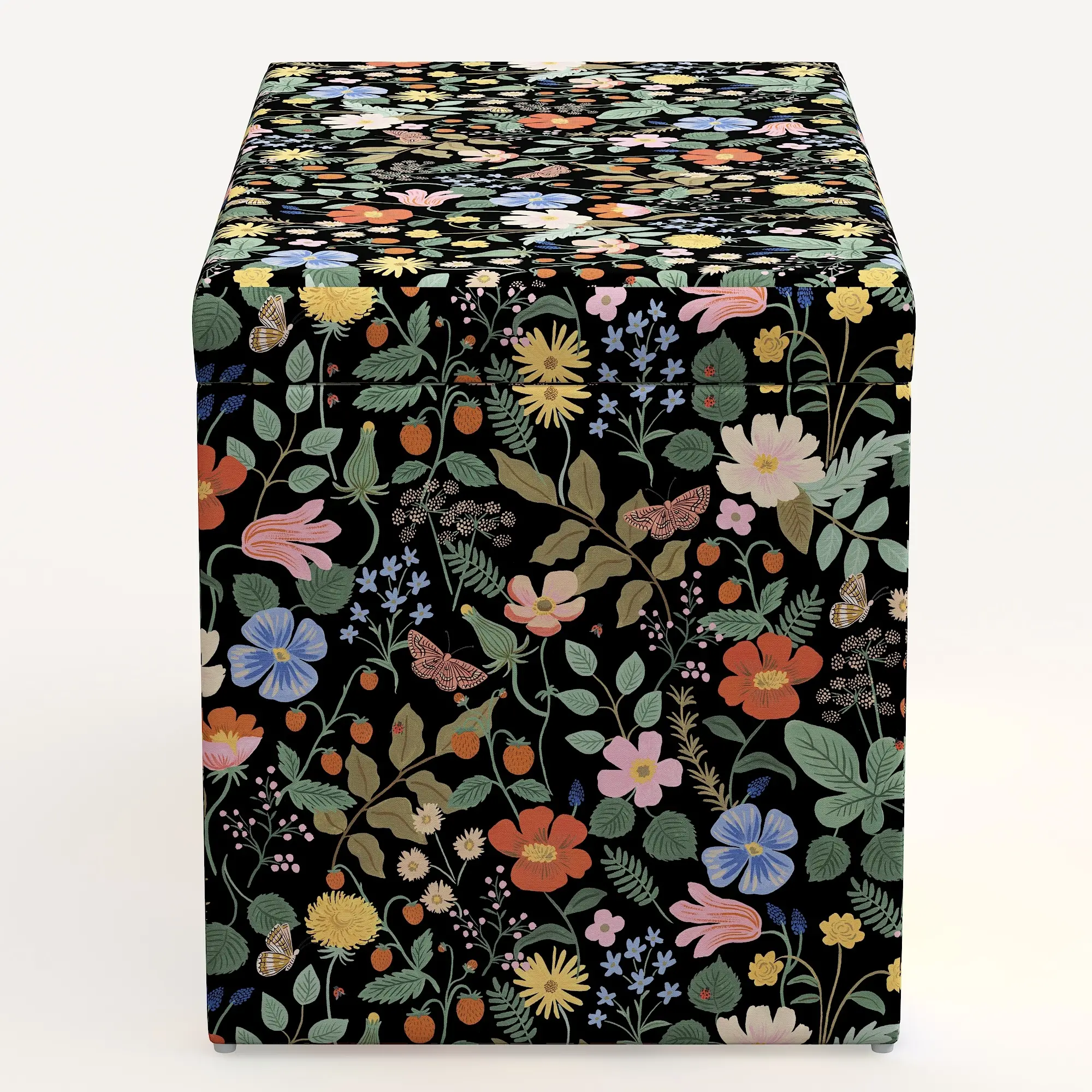 Rifle Paper Co. Willie Black Strawberry Fields Storage Bench