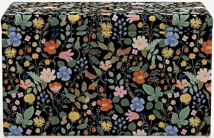 Rifle Paper Co. Willie Black Strawberry Fields Storage Bench