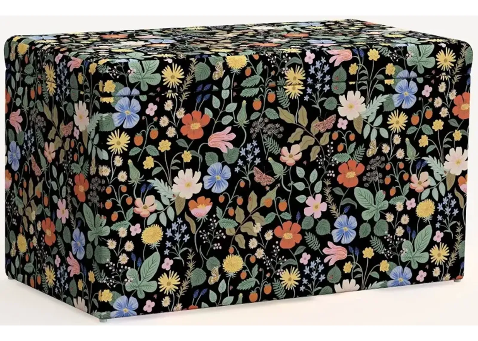 Rifle Paper Co. Willie Black Strawberry Fields Storage Bench