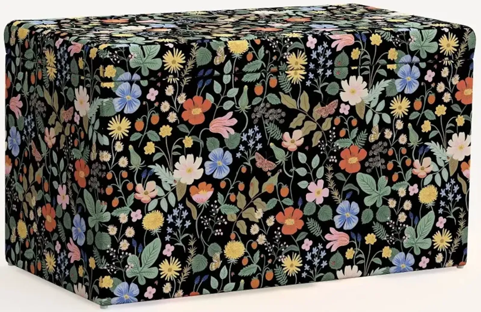 Rifle Paper Co. Willie Black Strawberry Fields Storage Bench