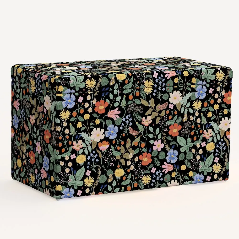 Rifle Paper Co. Willie Black Strawberry Fields Storage Bench