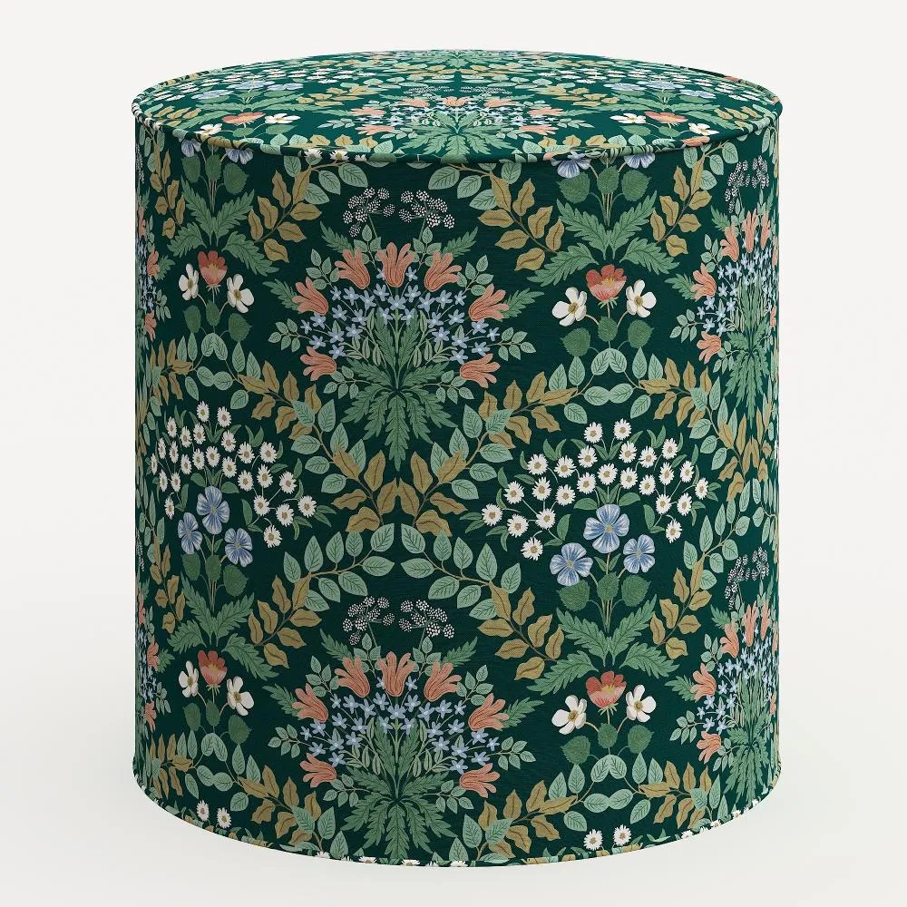 Rifle Paper Co. Billie Bramble Emerald Round Ottoman