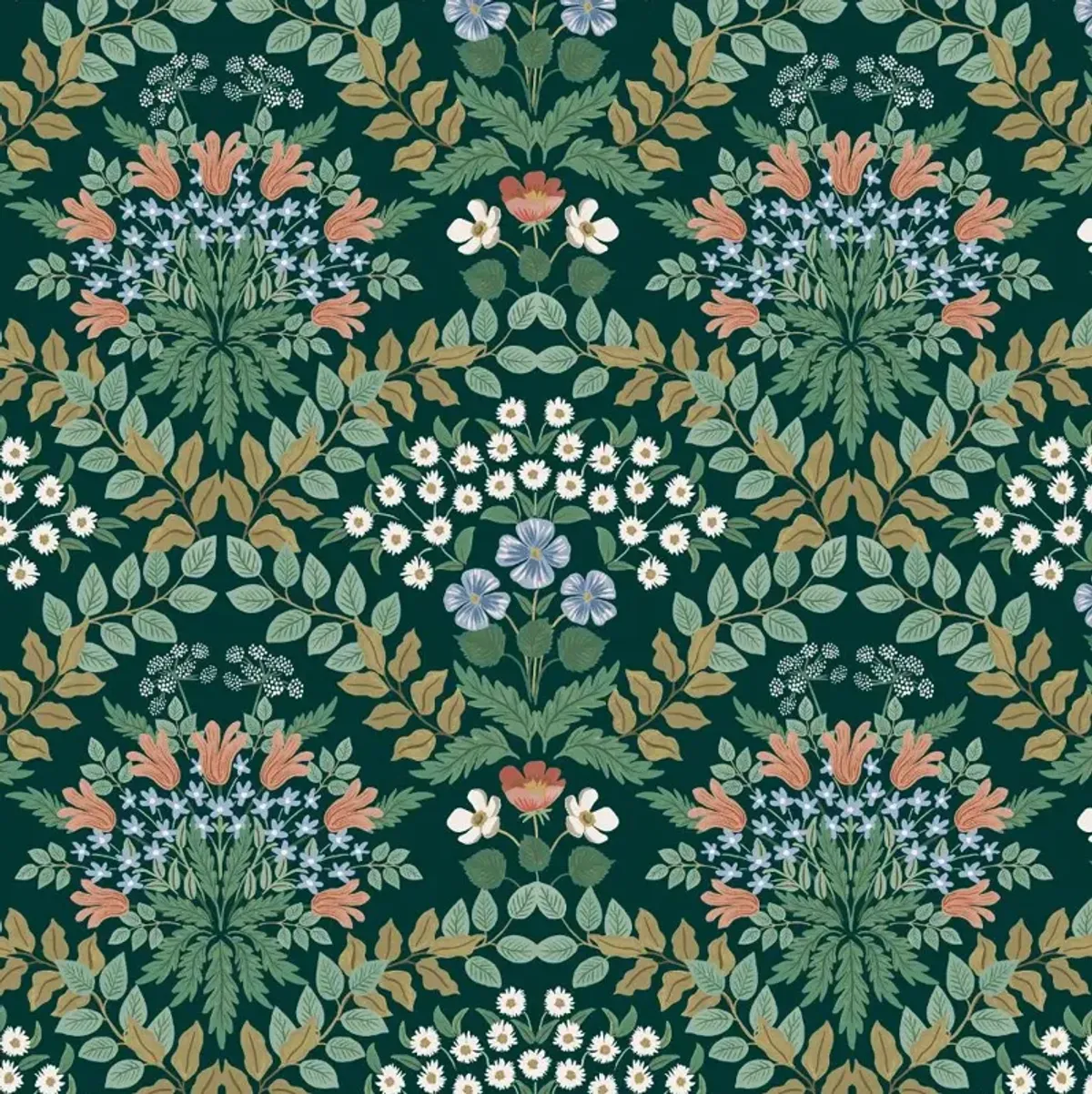 Rifle Paper Co. Billie Bramble Emerald Round Ottoman