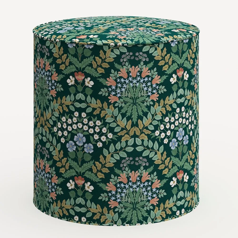 Rifle Paper Co. Billie Bramble Emerald Round Ottoman