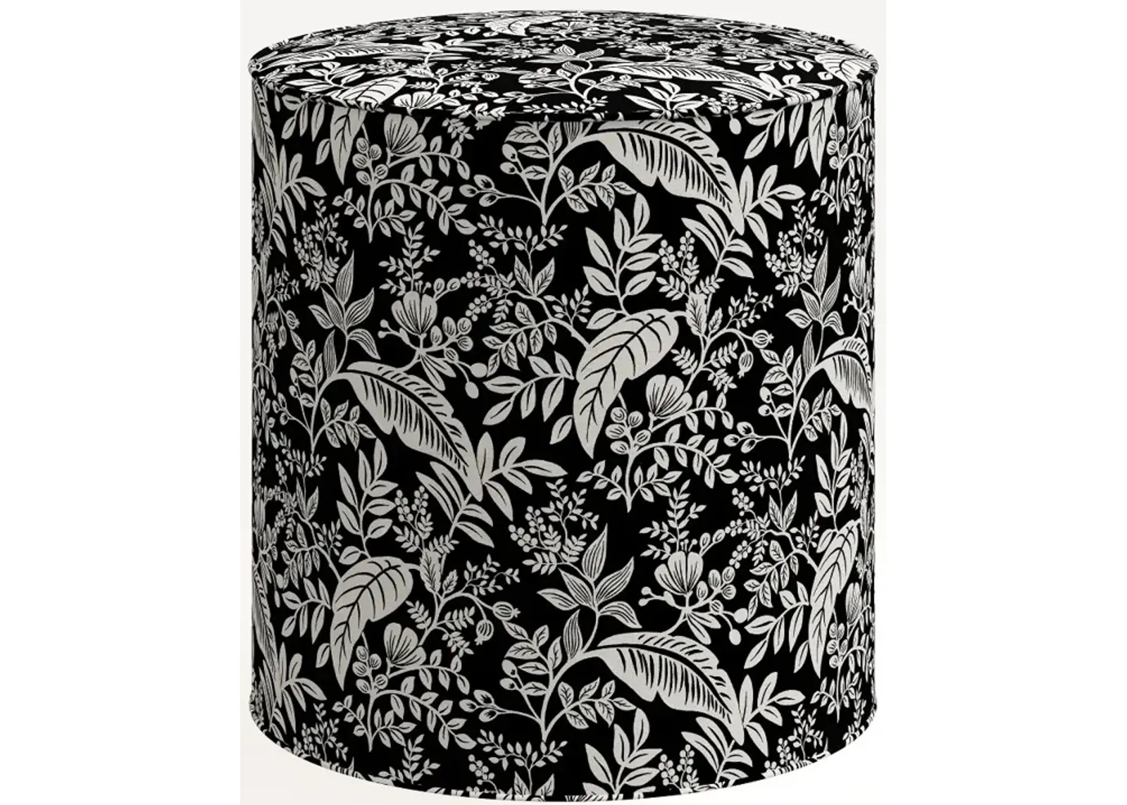 Rifle Paper Co. Billie Canopy Black & Cream Round Ottoman