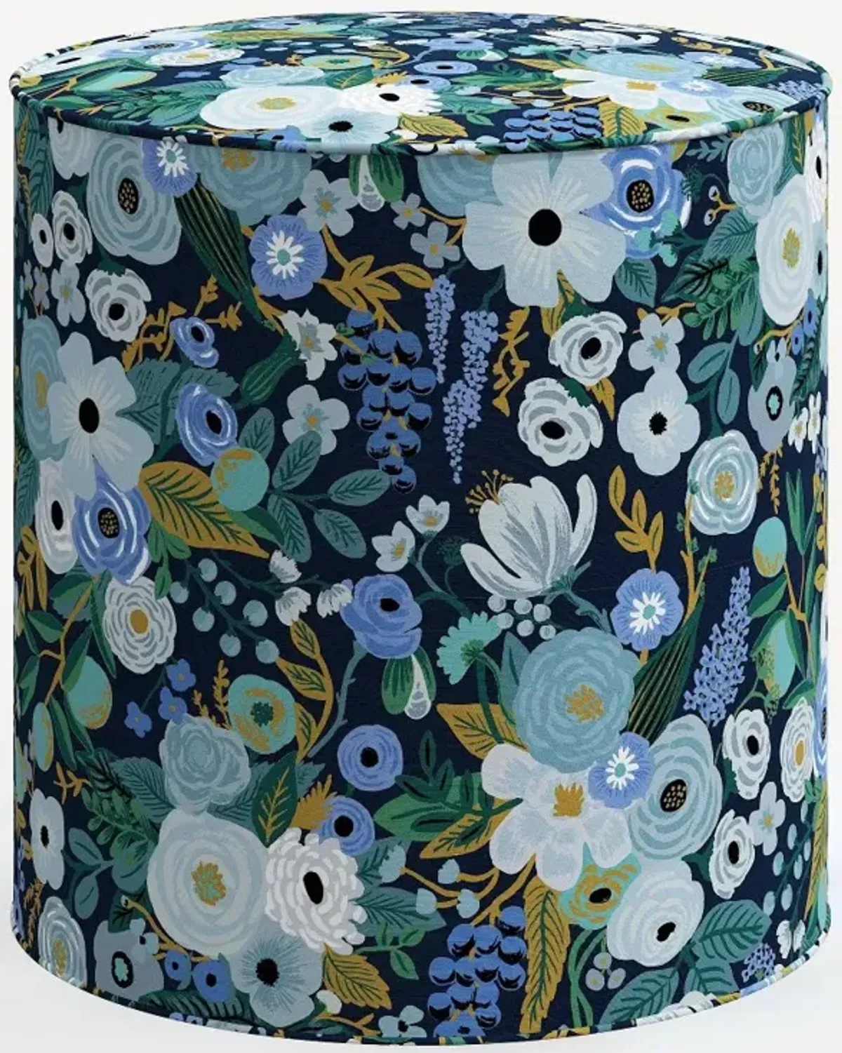 Rifle Paper Co. Billie Garden Party Blue Round Ottoman