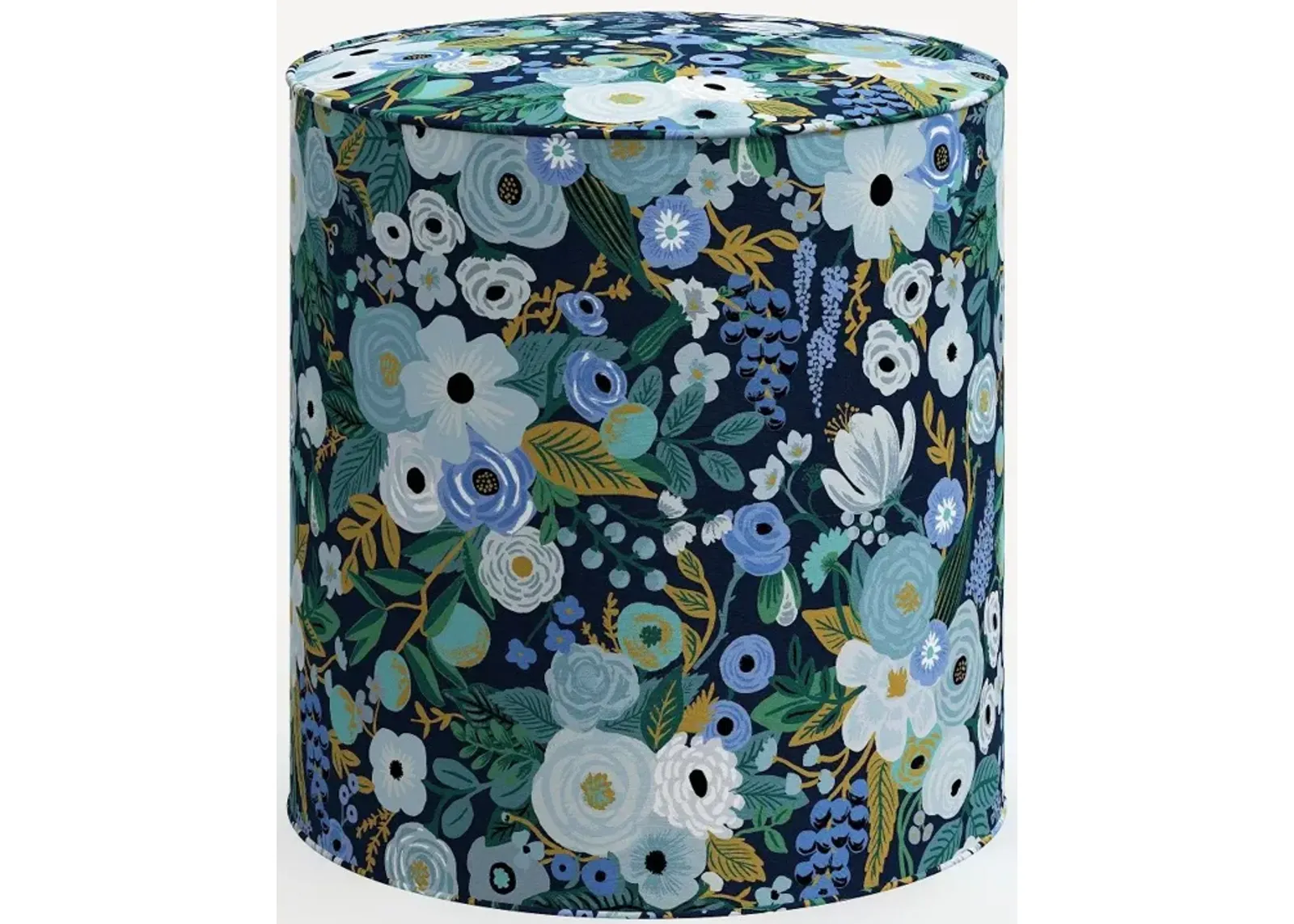 Rifle Paper Co. Billie Garden Party Blue Round Ottoman