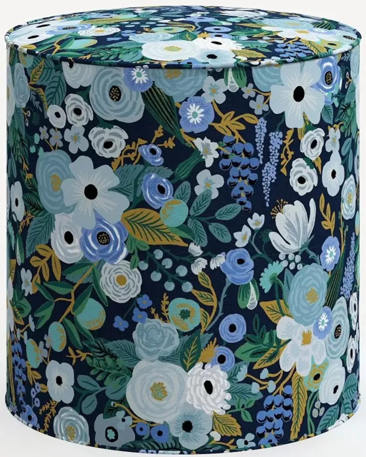 Rifle Paper Co. Billie Garden Party Blue Round Ottoman