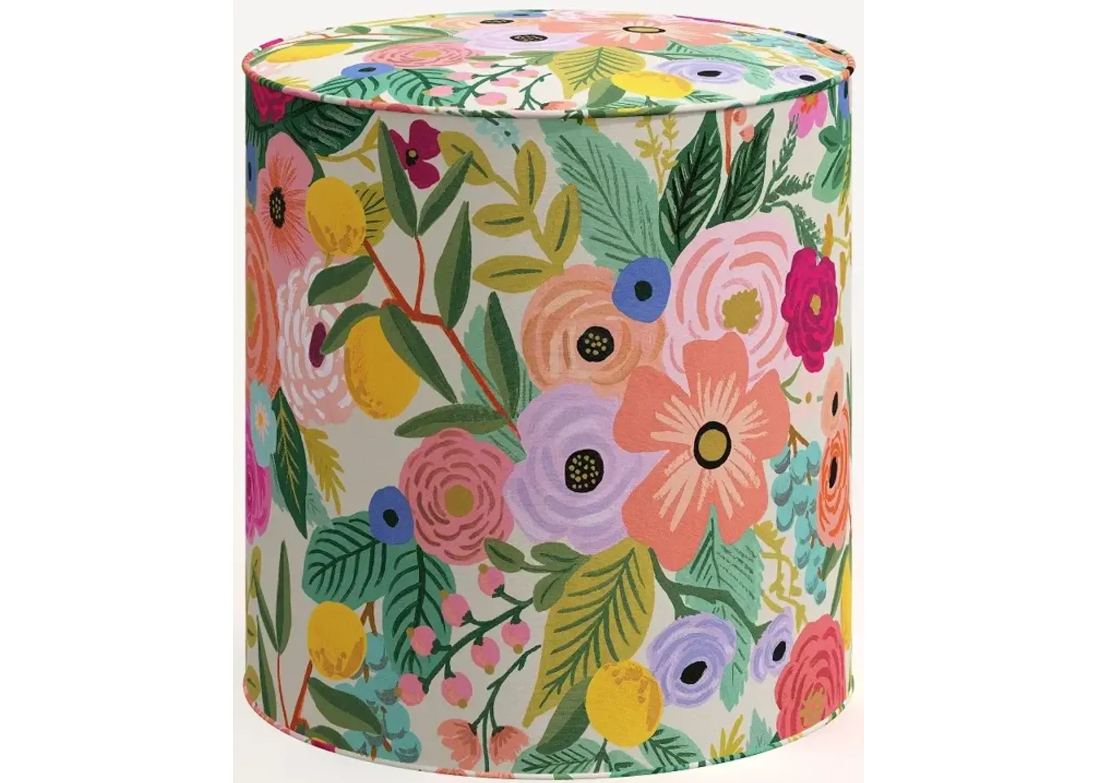 Rifle Paper Co. Billie Garden Party Pink Round Ottoman