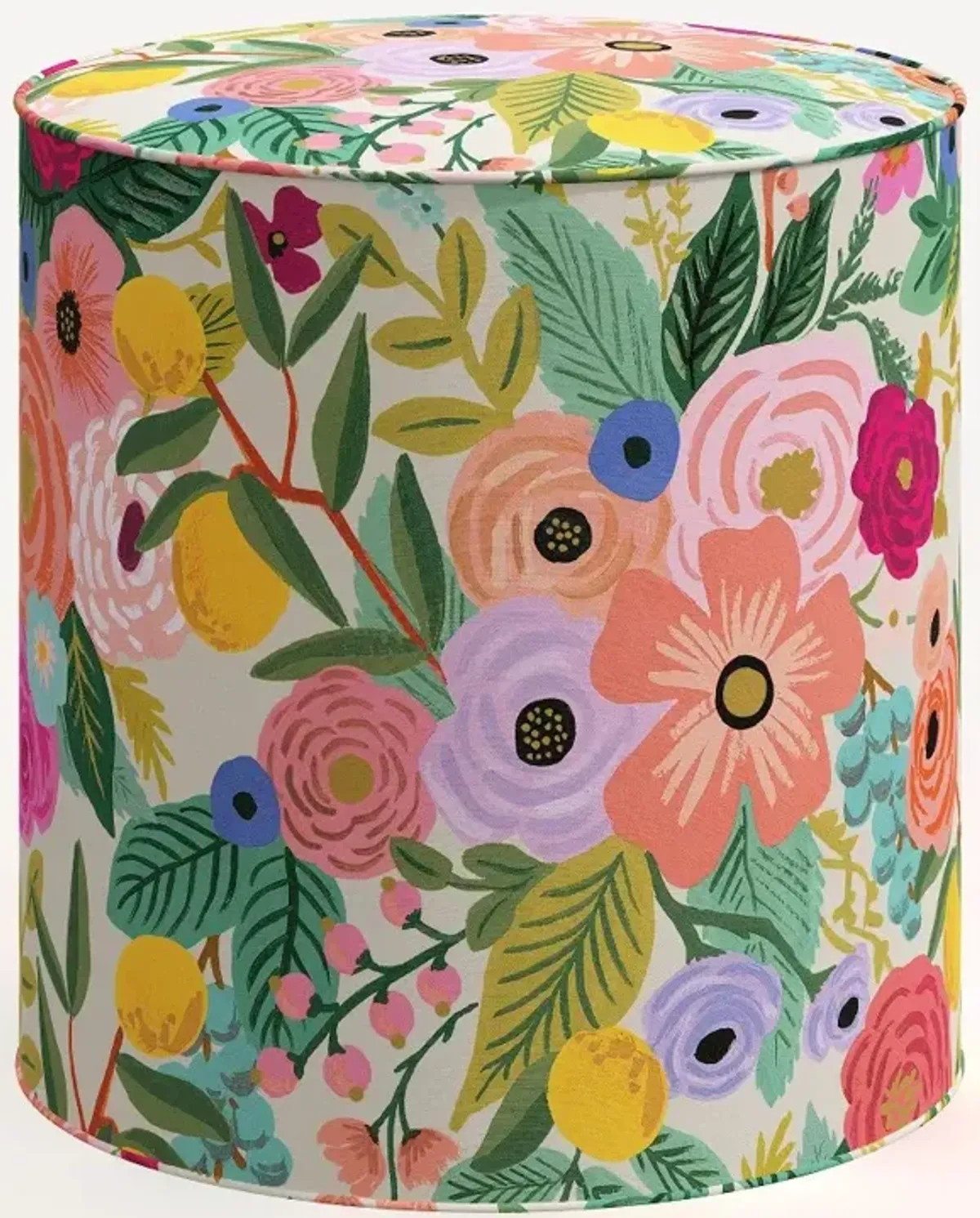 Rifle Paper Co. Billie Garden Party Pink Round Ottoman