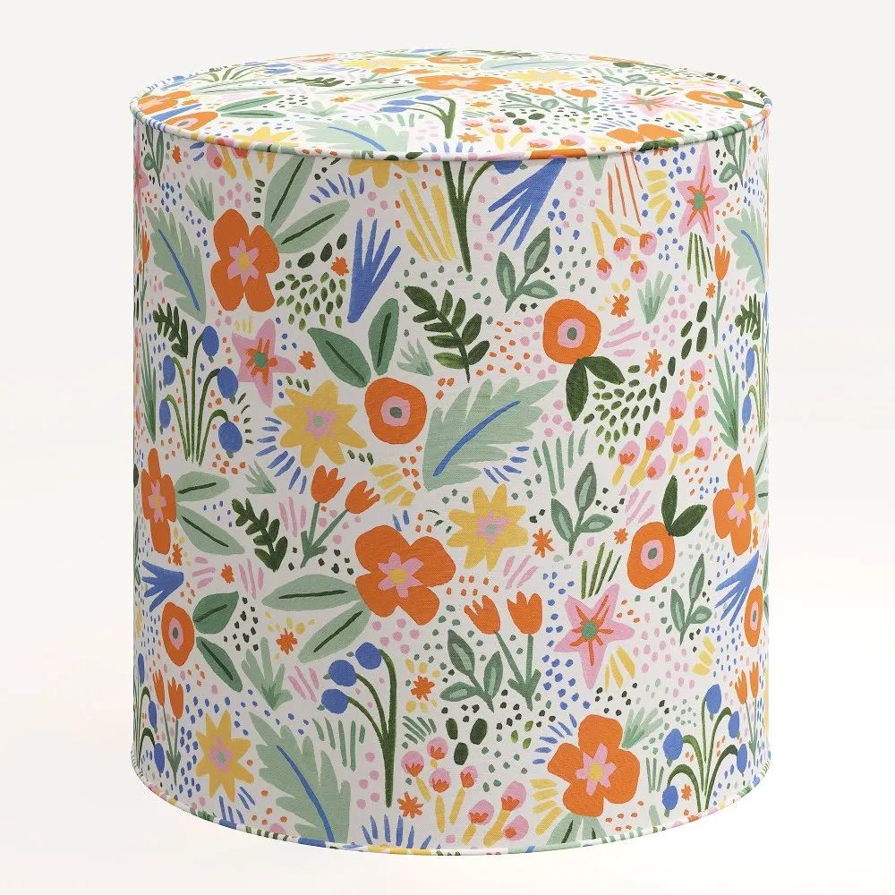 Rifle Paper Co. Billie Multi Color Floral Round Ottoman