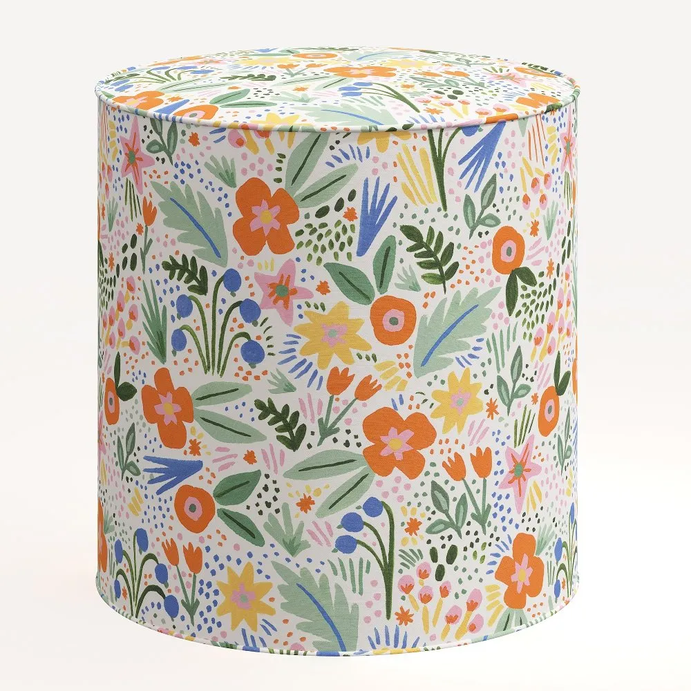 Rifle Paper Co. Billie Multi Color Floral Round Ottoman